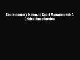 PDF Contemporary Issues in Sport Management: A Critical Introduction  EBook
