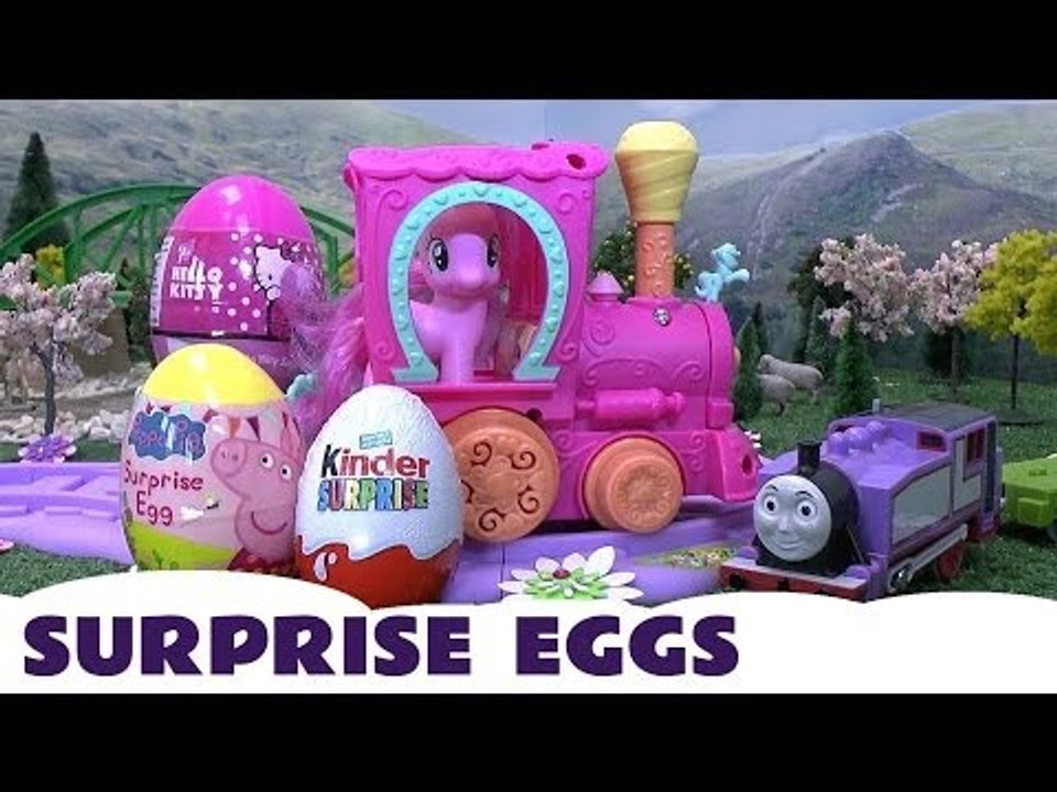 My Little Pony Peppa Pig Kinder Surprise Eggs Hello Kitty  Rosie Thomas & Friends MLP Kids Train Set