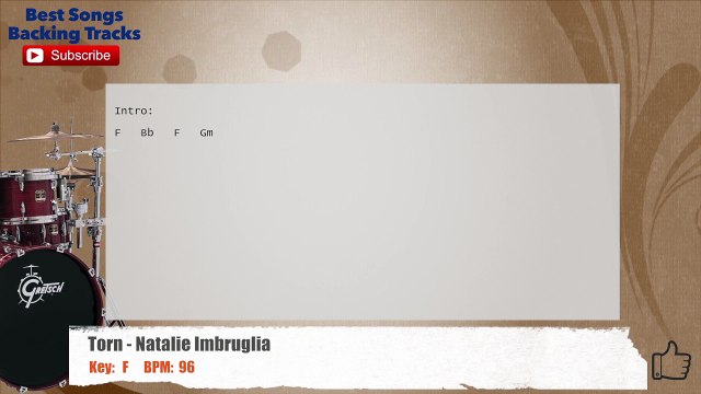 Torn - Natalie Imbruglia Drums Backing Track with chords and lyrics