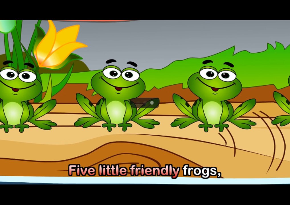 Five Little Friendly Frogs with lyrics - Nursery Rhymes by EFlashApps