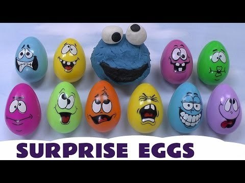 Surprise Eggs Play Doh Sesame Street Cookie Monster Lightning McQueen Spongebob Thomas The Tank