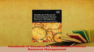 PDF  Handbook of Research in International Human Resource Management Read Full Ebook