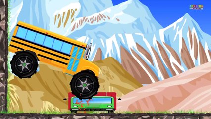 School Bus Monster Truck | Action And Stunt Video For Kids