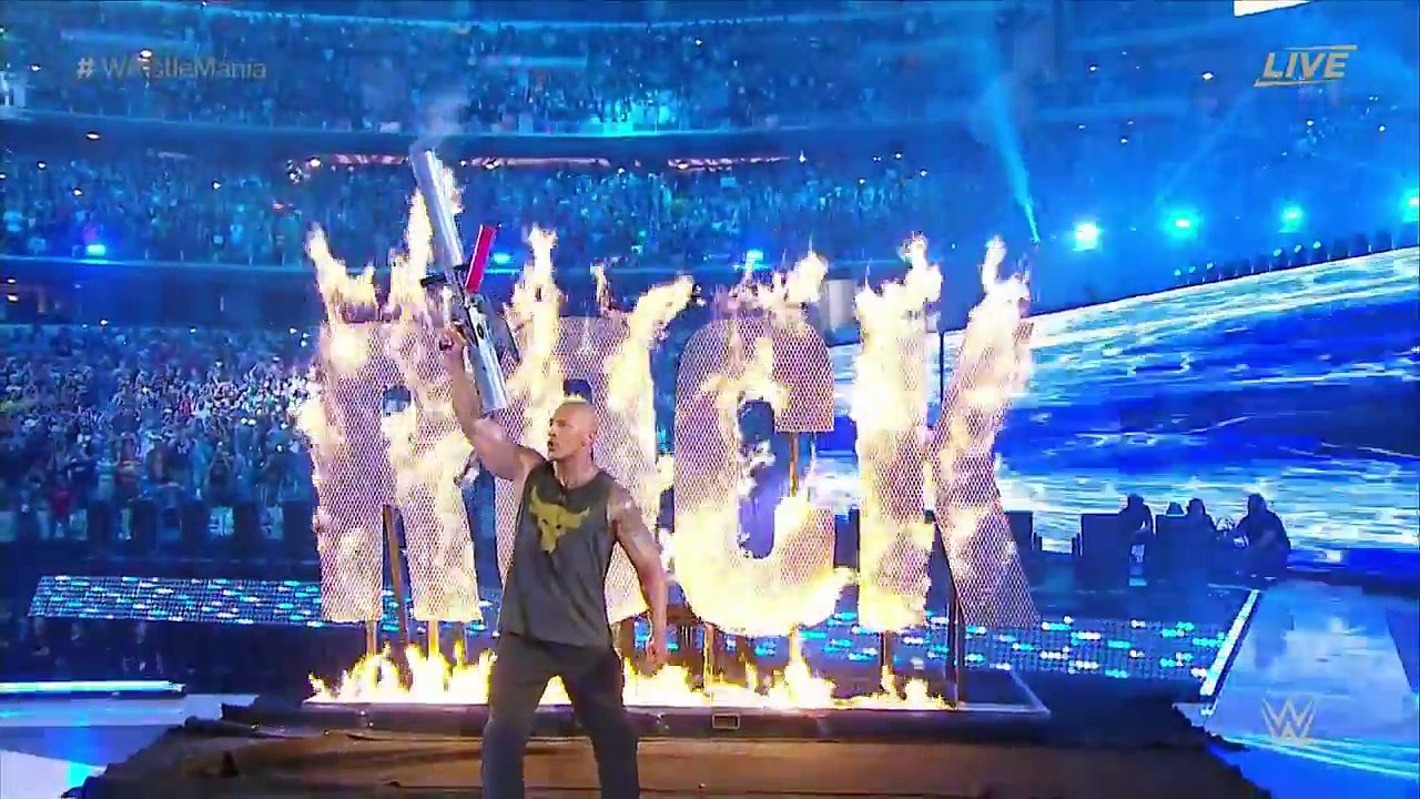 The Rock arrives at Wrestlemania 32 [Flamethrower and Cheerleaders]