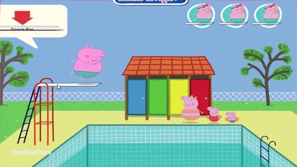 Família Peppa Pig na Piscina Jogo   Peppa Pig Swimming Pool Daddy Pig Diving Game