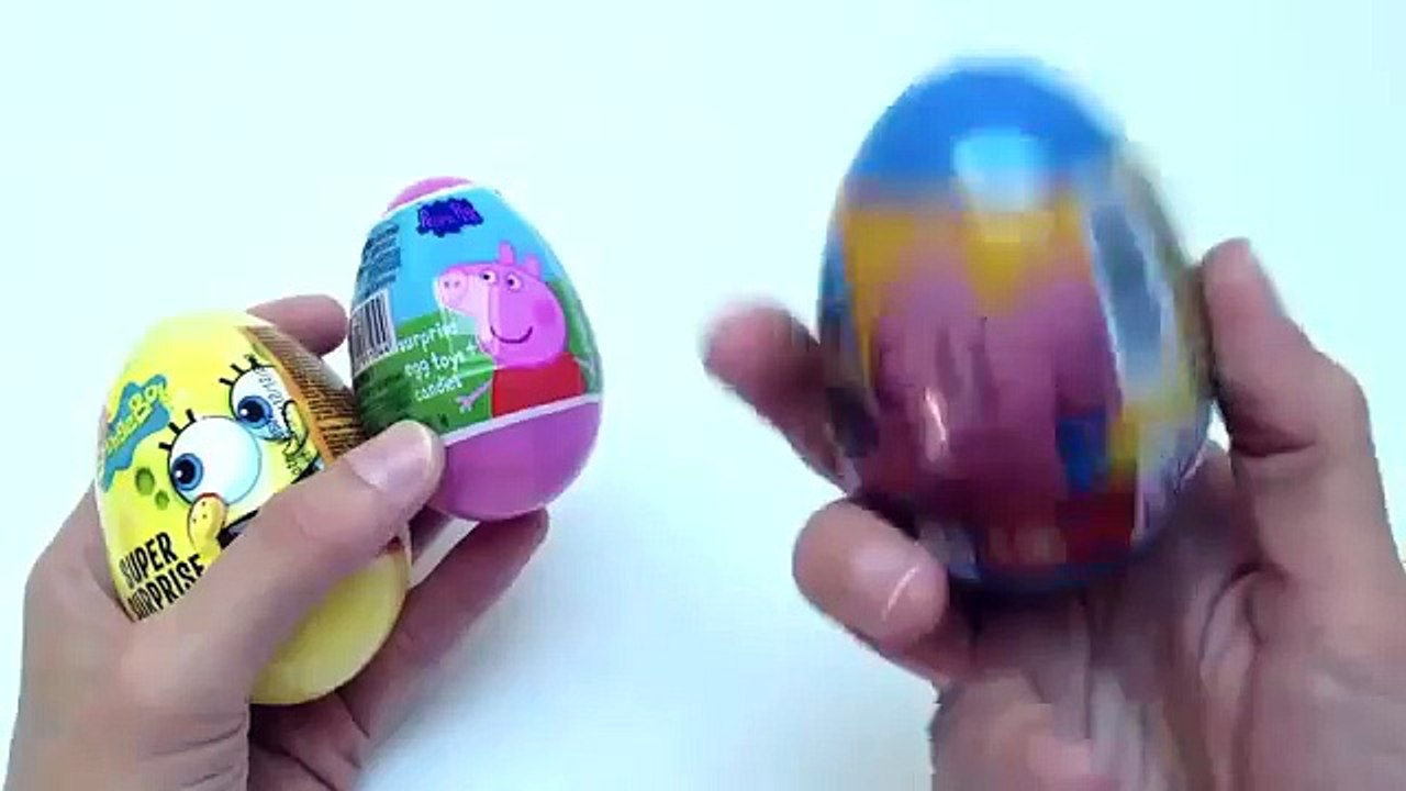 Pocoyo, Peppa Pig and SpongeBob Surprise Eggs Unboxing Huevos Sorpresa Juguetes Toy Videos Part 1