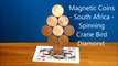 Magnetic Coins: South Africa - Amazing Crane  Bird - Flower Diamond - Robin Linhope Willson