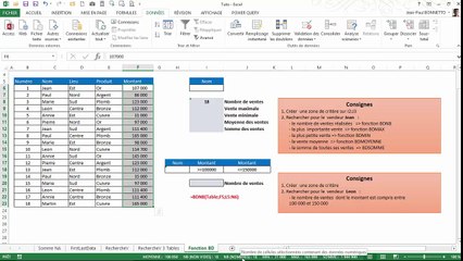 Excel - Comment utiliser les fonctions de recherche BD()