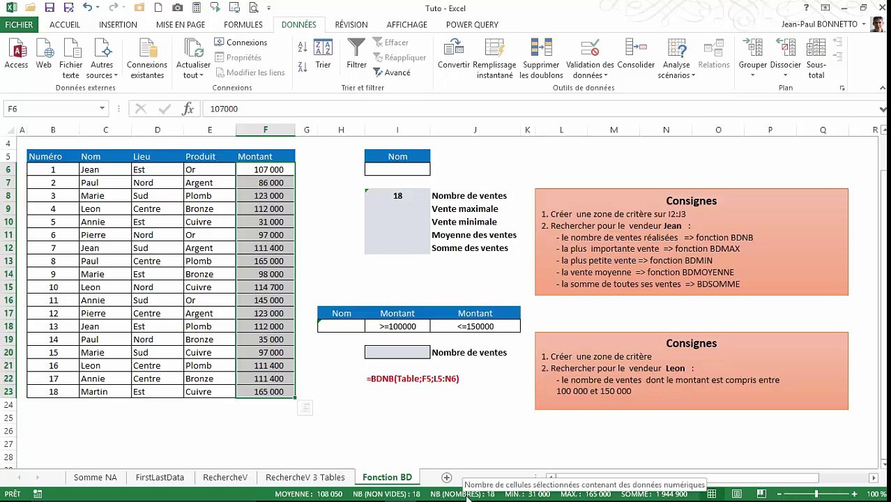 Excel - Comment utiliser les fonctions de recherche BD()