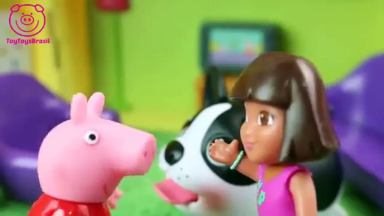 Pig George da Familia Peppa Pig Limpa Cocô do Cachorro da Dora Aventureira ToyToysBrasil