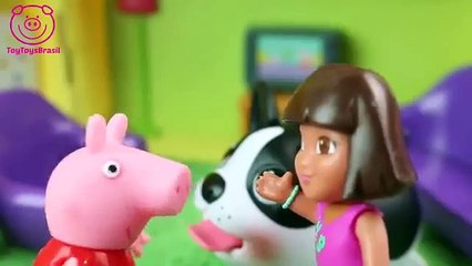 Pig George da Familia Peppa Pig Limpa Cocô do Cachorro da Dora Aventureira ToyToysBrasil
