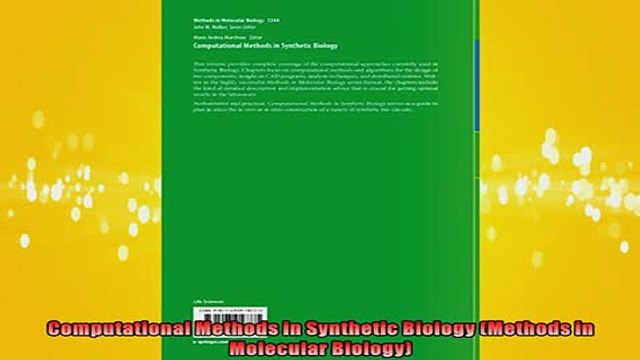 EBOOK ONLINE Computational Methods in Synthetic Biology Methods in Molecular Biology FREE BOOOK ONLINE