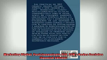 Download Video: DOWNLOAD PDF  Marketing Digital Posicionamiento SEO SEM y Redes Sociales Spanish Edition FULL FREE