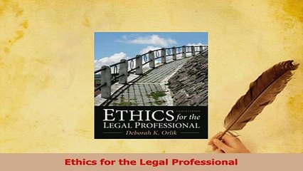 Download  Ethics for the Legal Professional PDF Free