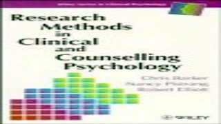 Download Research Methods in Clinical and Counselling Psychology  Wiley Series in Clinical