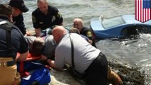 Elderly driver, 85, survives plunge into the ocean