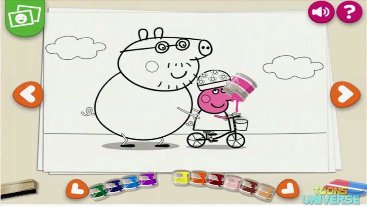 Peppa Pig Bike Riding with Daddy Pig Nick Jr Coloring Book Creativity for Children HD