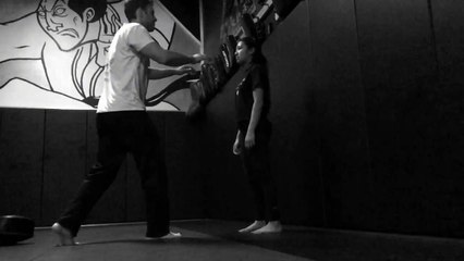 Women's self defense class- standing wall pin defense