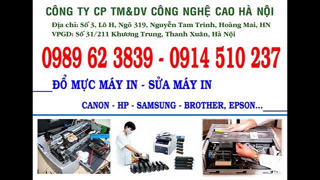 Đổ mực máy in tại Hà Nội - LH: 0989 62 3839