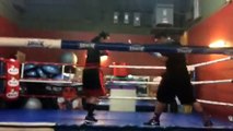 Crazie Locs smooth sparring with partner