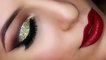 Latest Gold Glitter Cut Crease Smokey Eye - New Years Eve Makeup Tutorial I Glitter cut crease makeup tutorial I