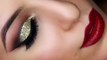 Latest Gold Glitter Cut Crease Smokey Eye - New Years Eve Makeup Tutorial I Glitter cut crease makeup tutorial I