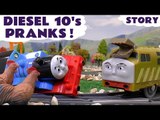 DIESEL 10's PRANKS! --- Naughty Tom Moss and Diesel 10 team up together on Thomas and Friends, Funny Accident Prank featuring Transformers, Rescue Bots, Minions, and Heatwave Toys