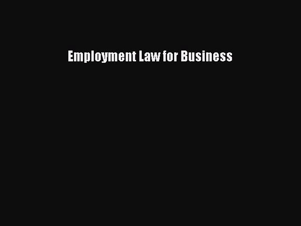 PDF Employment Law for Business  Read Online