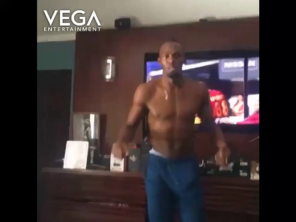 Usain Bolt celebrates West Indies Cricket Team victory -  dj bravo champion