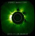 The ISON comet view from STEREO (Behind COR1) since 28/11/13 until 29/11/2013