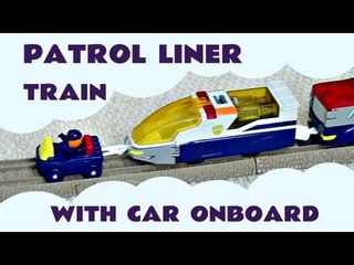 Tomy Tomica Rescue Patrol Liner on a Trackmaster Track Thomas The Train Kids Toy Train Set