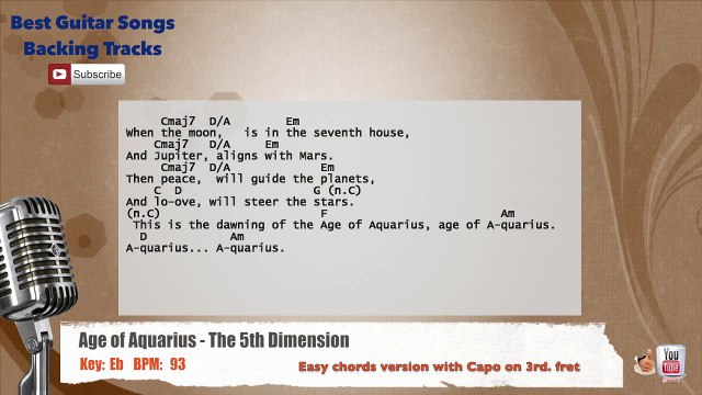 Age of Aquarius - The 5th Dimension Vocal Backing Track with chords and lyrics