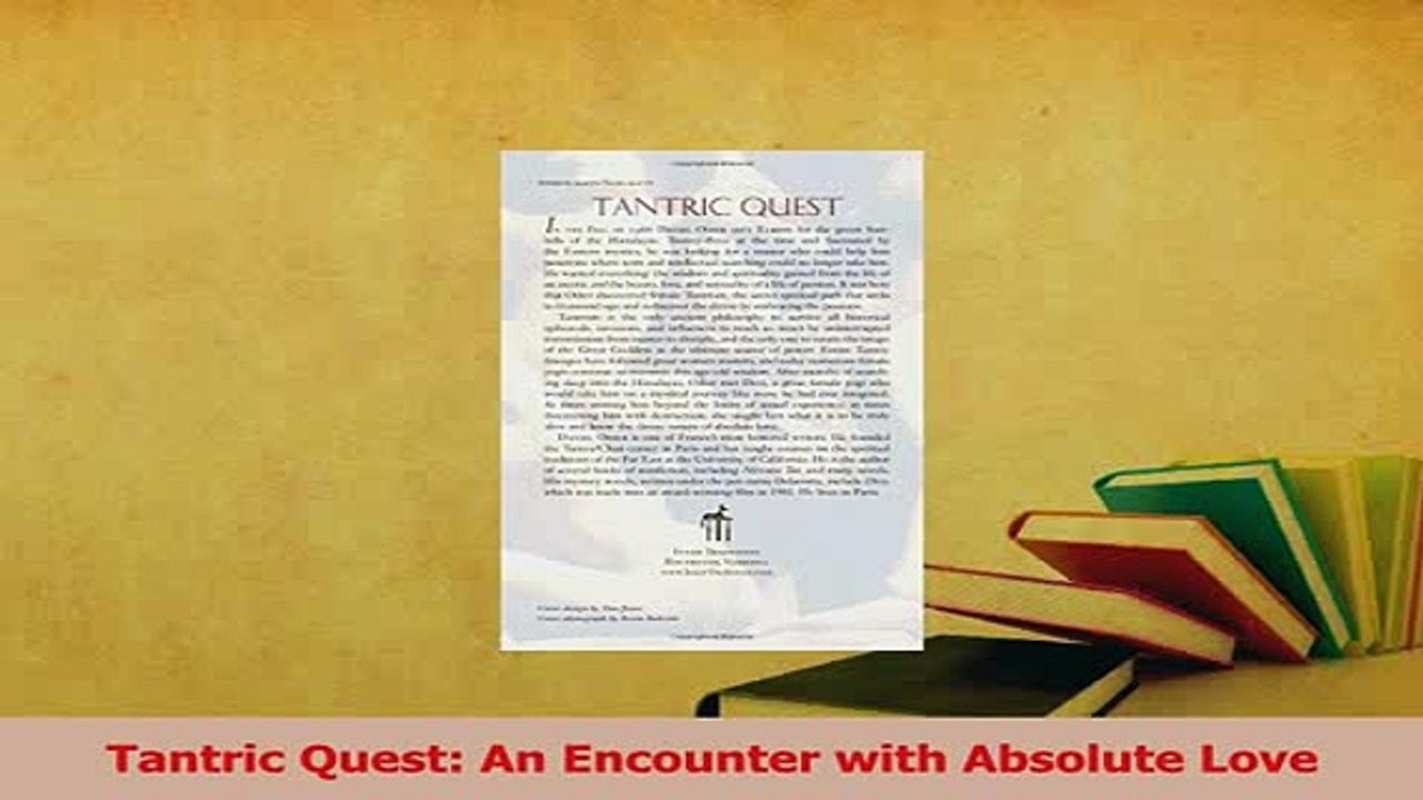 Read  Tantric Quest An Encounter with Absolute Love Ebook Free