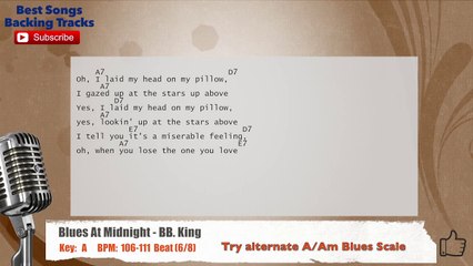 Blues At Midnight - BB. King Vocal Backing Track with chords and lyrics