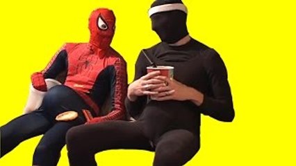 BAD SPIDERMAN   VENOM VS JOKER - TREADMILL PRANK FUNNY Superhero Fun in Real Life Black Spiderman