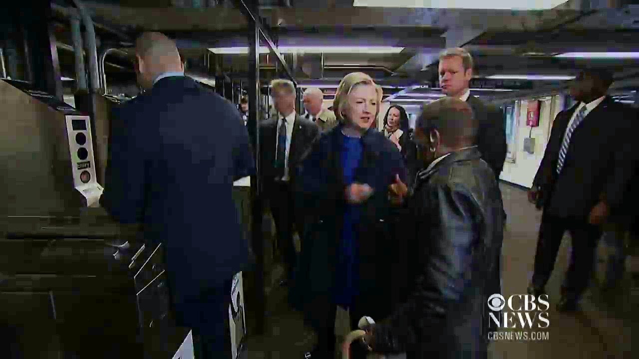 Hillary Clinton needs five swipes to enter NYC subway