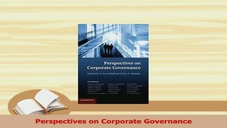 Read  Perspectives on Corporate Governance Ebook Free