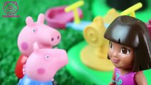 Pig George da Familia Peppa Pig Cai na Lama do Parquinho com Dora e Botas Novelinha ToyToysBrasil
