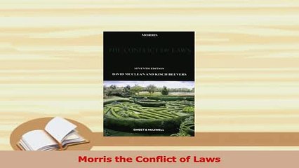 Download  Morris the Conflict of Laws PDF Free