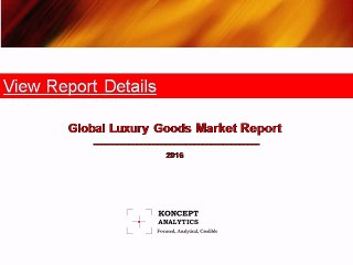 Global Luxury Goods Market Report: 2016 Edition - New Report by Koncept Analytics