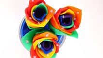 DIY Roses - How To Make Play Doh Rainbow Rose Flowers - Playdough videos DCTC