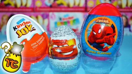 3 SURPRISE EGGS KINDER JOY SPIDERMAN 3 CARS 2 LIGHTNING MCQUEEN OPENING TOYS FOR KIDS | Toy Collector