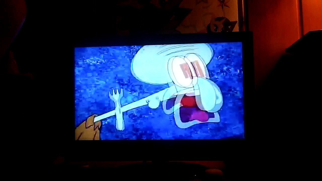 12 seconds of squidward choking on a fork in a nerd's room