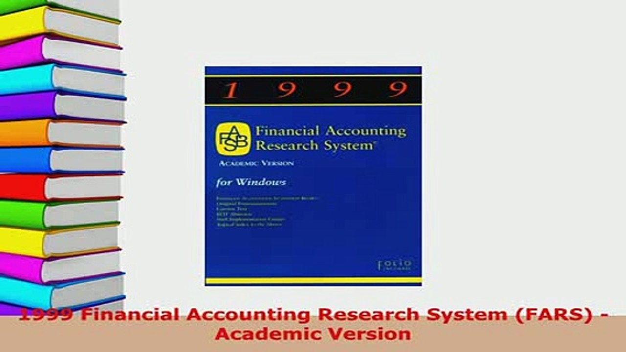 PDF  1999 Financial Accounting Research System FARS  Academic Version Read Full Ebook