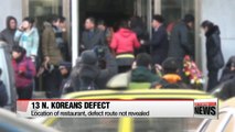 13 N. Koreans from foreign restaurant defect to S. Korea