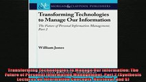 FREE PDF  Transforming Technologies to Manage Our Information The Future of Personal Information  BOOK ONLINE