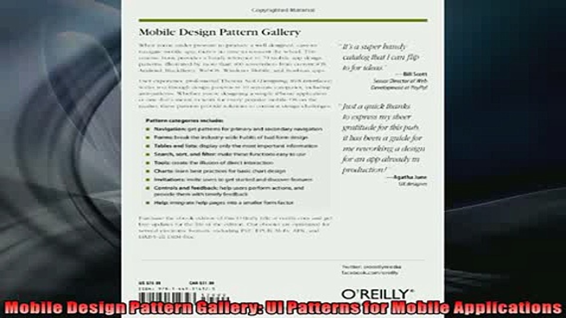 READ book  Mobile Design Pattern Gallery UI Patterns for Mobile Applications  FREE BOOOK ONLINE