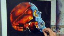 Skull oil painting time-lapse