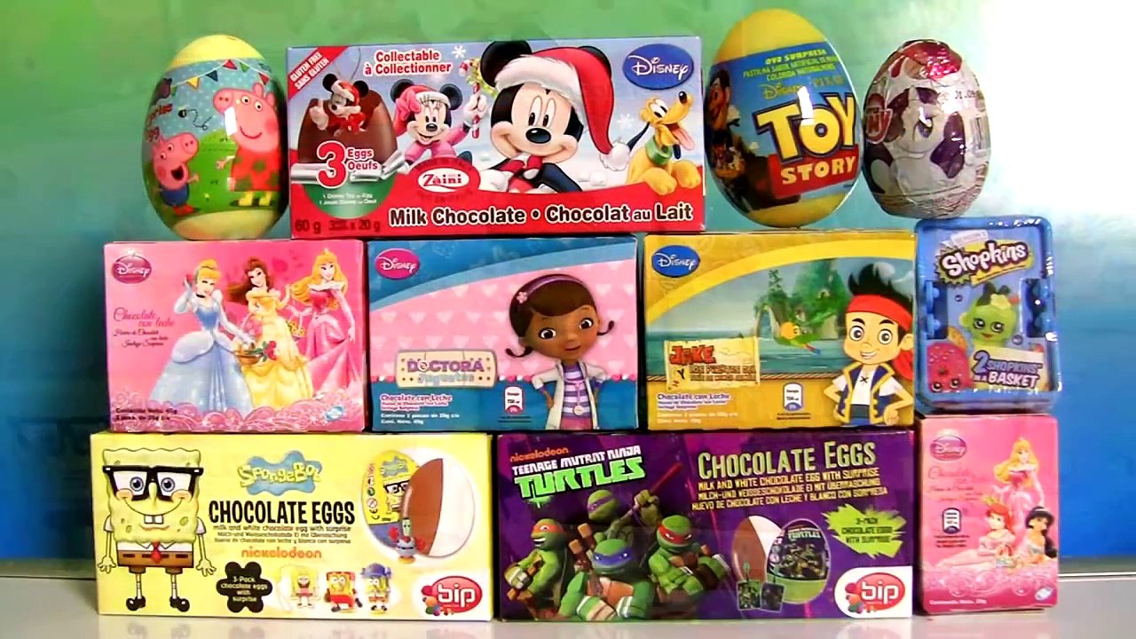 Giant EASTER Eggs SURPRISE Peppa TMNT SpongeBob MyLittlePony Mickey Minnie SHOPKINS Disney