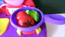 Learn colors names of vegetables Peppa Pig kitchen velcro cutting vegetables learn English ESL